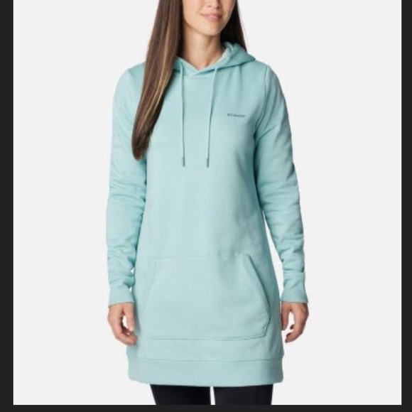 Columbia Rush Valley Long Hoodie Dress Womens AQUA HAZE COLOR SZ M - Picture 1 of 11